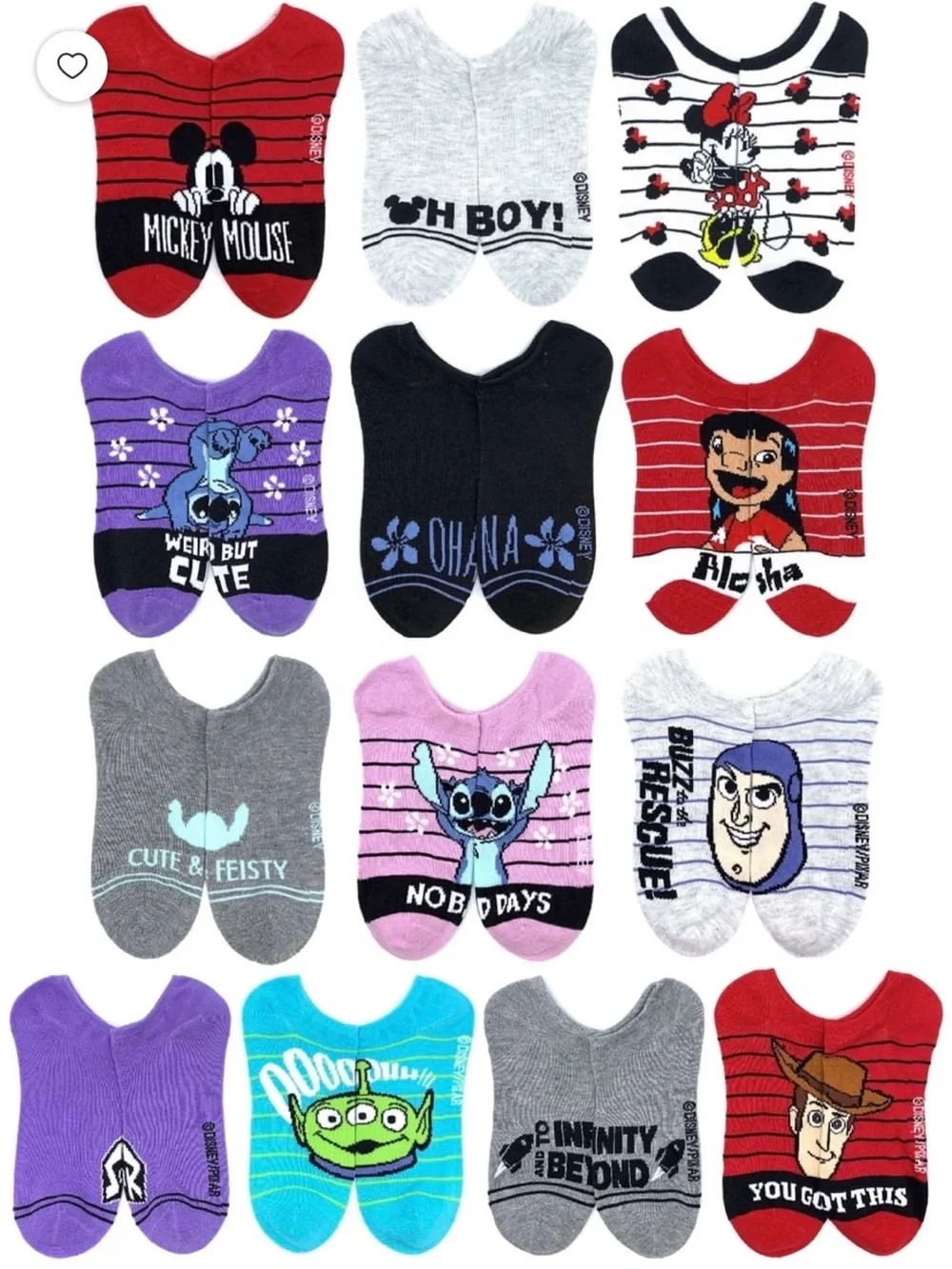 BRAND NEW  DISNEY No-Show Socks - Assorted Colors (25 Pairs)